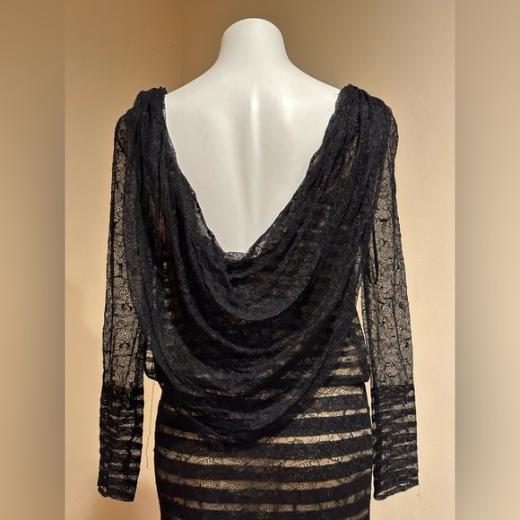 Tadashi Shoji Mermaid Delicate All Lace Gown SZ 4 Black Lace Beige Line … - Picture 9 of 16